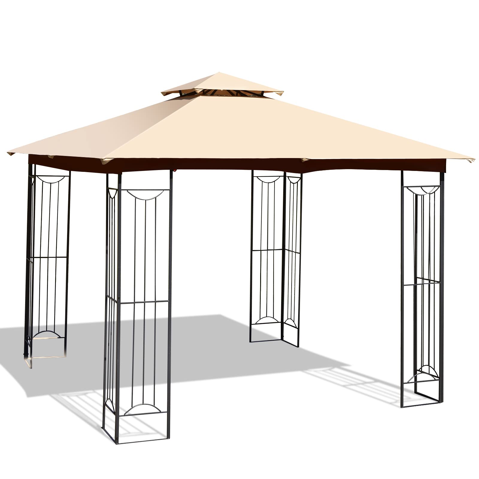 Tangkula 10 x 10 FT Patio Gazebo, Double Roof Outdoor Gazebo